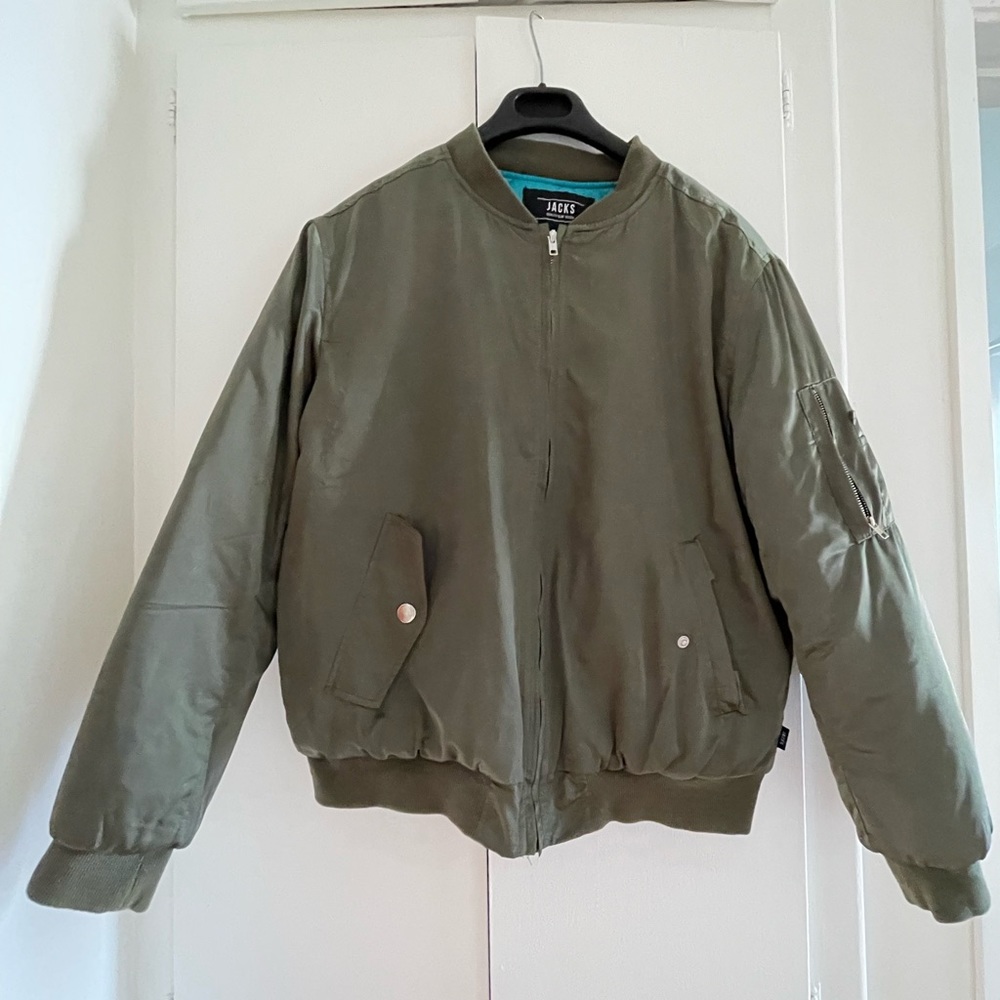 Jack's Surf Hunter Green satin bomber jacket L